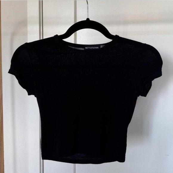 Black Cropped T-Shirt - Picture 2 of 3